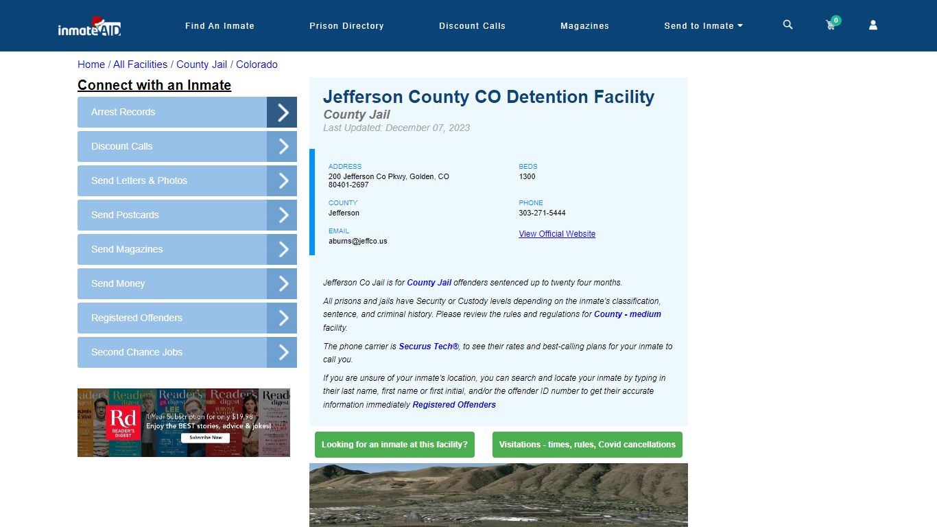 Jefferson County CO Detention Facility - Inmate Locator - Golden, CO