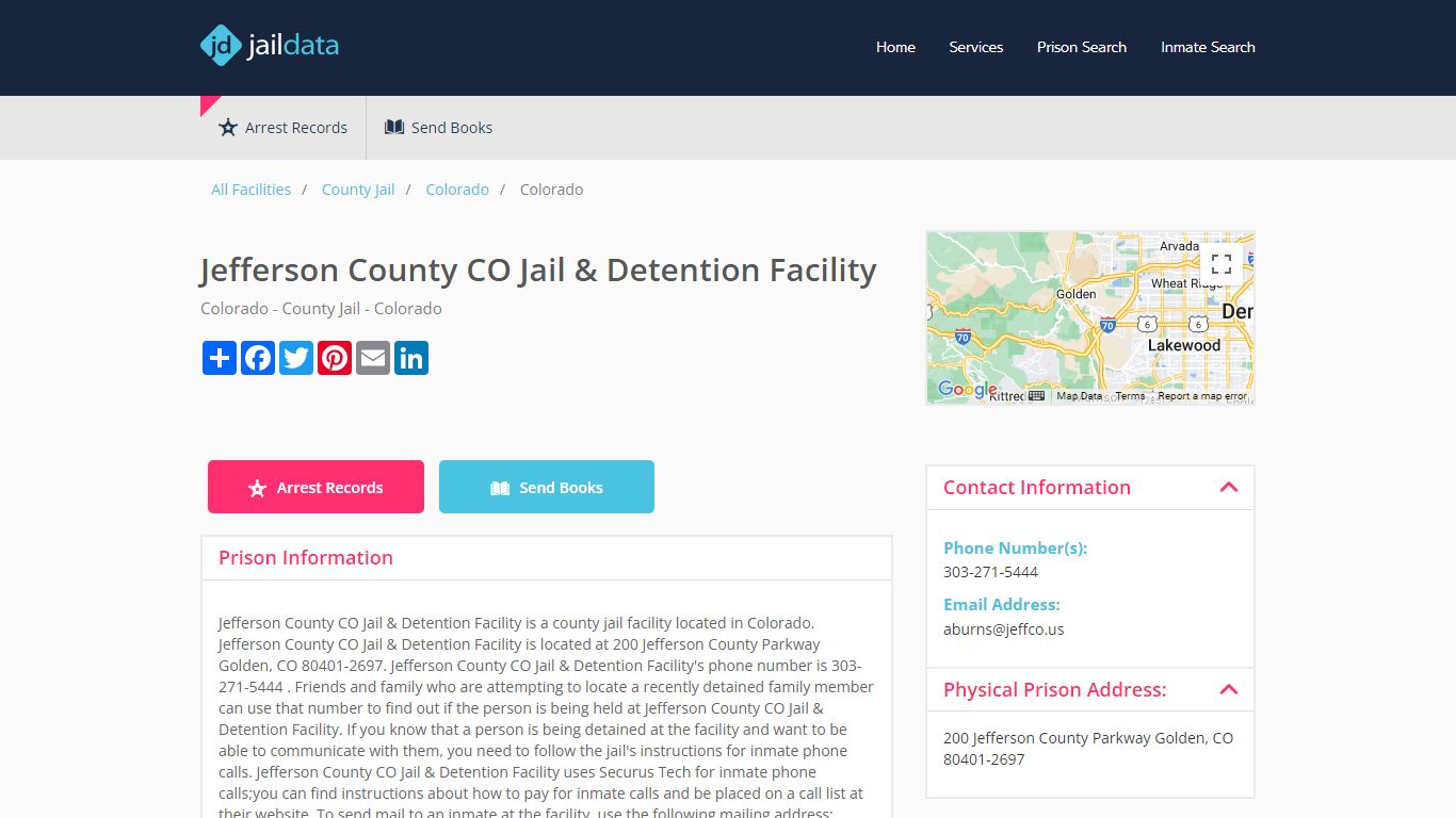 Jefferson County CO Jail & Detention Facility Inmate Search and ...